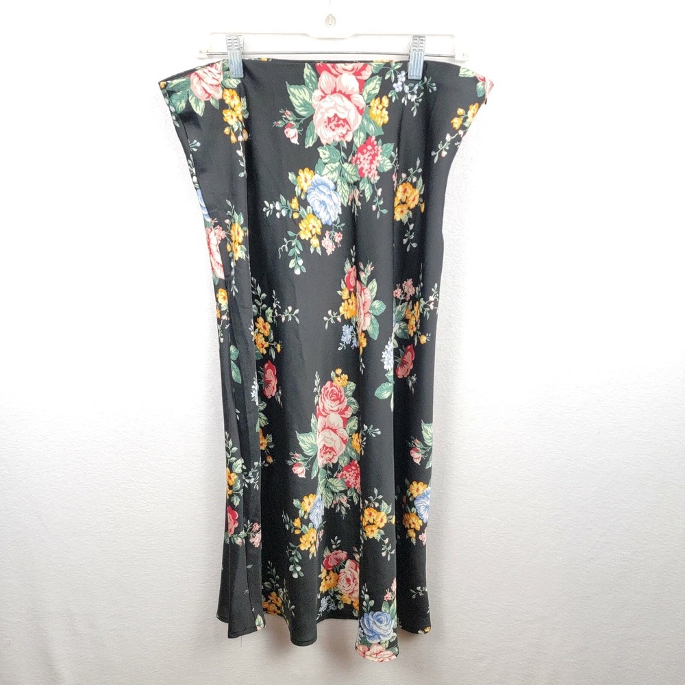 Forever 21 Black Floral Maxi Skirt/long Size 1x Polyester